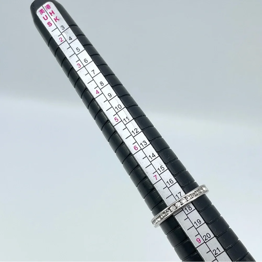 Sterling Silver 925 Channel Set Cubic Zirconia Eternity Band Ring – Size 8